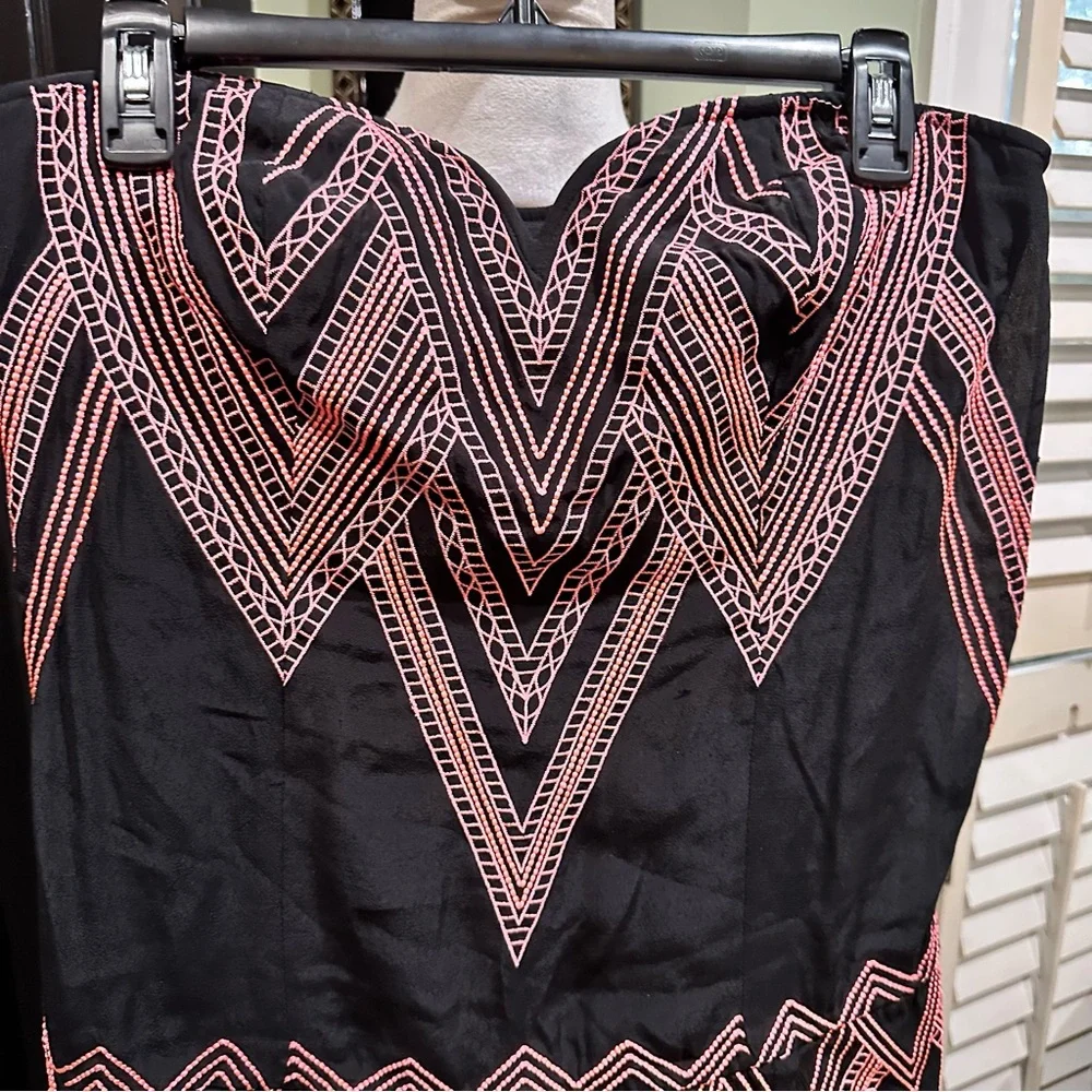 Free People Radiating Angles Black Strapless Dress Size 4
